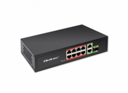 Qoltec SWITCH Rychlý ethernetový síťový přepínač 8x RJ45 PoE 2x RJ45 Uplink 1x SFP | 120 W | 1000 Mb/s