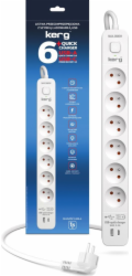 Napájecí lišta KERG s jističem - 6 zásuvky USBC+USBA 16A 3m