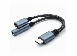 Qoltec Adaptér USB-C 2v1 | USB-C | Jack 3,5 mm | PD 15W | 10 cm
