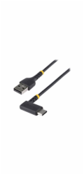 StarTech 1ft (30cm) USB A to C Charging Cable Right Angle, Heavy Duty Fast Charge USB-C Cable, USB 2.0 A to Type-C, Durable and Rugged Aramid Fiber, 3A, S20/iPad/Pixel - High Quality USB Charging Cord