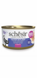 SCHESIR Chicken with beef in broth - mokré krmivo pro kočky - 70g