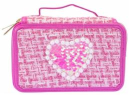 Nice Tvídový penál, 3 úrovně, tmavě růžový