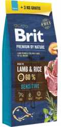 Brit Premium by Nature Sensitive Lamb and rice - suché krmivo pro psy - 15kg + 3kg