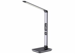 IMMAX LED stolní lampička HERON NEW/ Qi nabíjení/ 8,5W/ DC 12V/2A/ stmívatelná/ sklápěcí rameno/ stříbrná