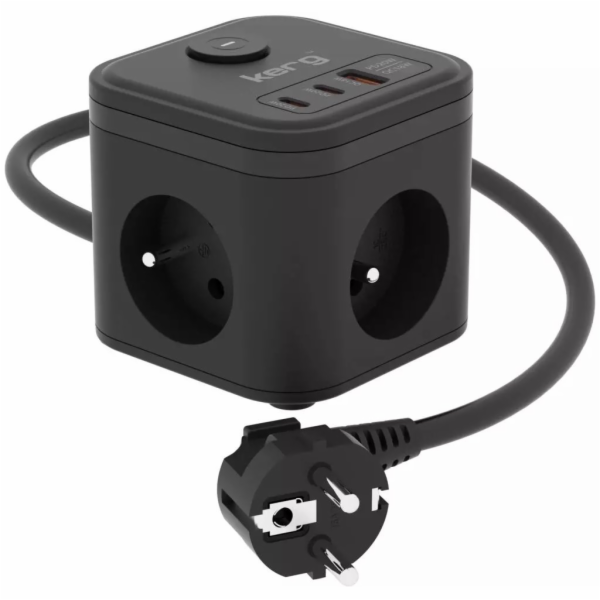 KERG SMART – 3-ZÁSUVKOVÁ NAPÁJECÍ KOSTKA + NABÍJEČKA USB-...