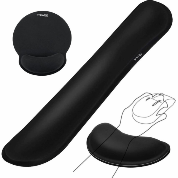 Strado Sada ergonomických gelových podložek - 3 kusy (černé)