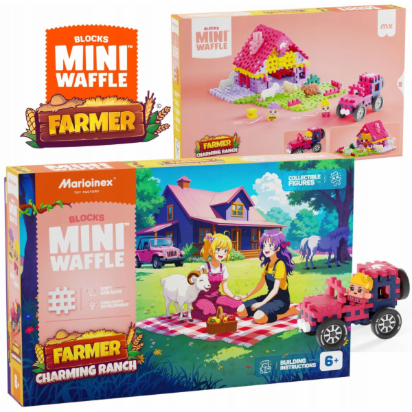 MARIOINEX Kostky Mini Waffle Farmer Roztomilá farma, 112 ...