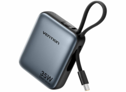 Powerbank Vention 10000mAh 35W PD z wbudowanym kablem USB-C szary