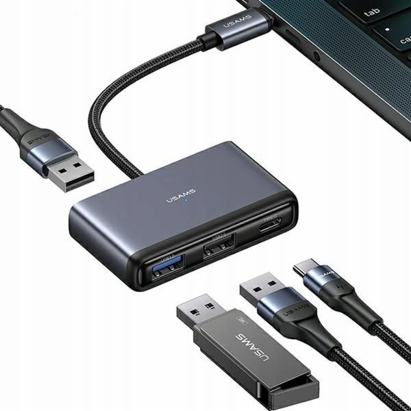 Usams USB HUB Adaptér US-SJ627 HUB 4v1 USB-C / 2xUSB-A 2....