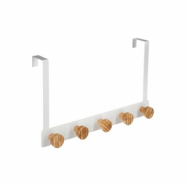 5five Dveřní věšák, 5 bambusových háčků, bílý