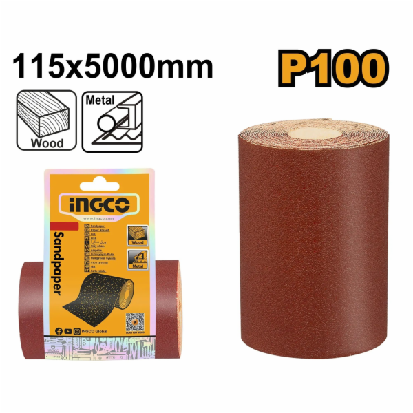 Ingco papír brusný P100 11,5 x 500cm