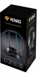 Herní hub a stojan Yenkee YHB 3003 Tower, 2x USB, podsvícený, černý