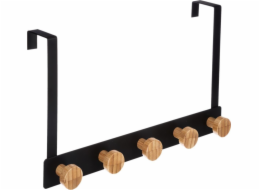 5five Ramínko na dveře s 5 háčky, černé, loft