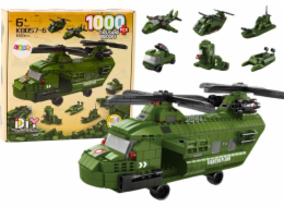 LeanToys Vojenský vrtulník Stavebnice Sada 1000 dílků Zelená