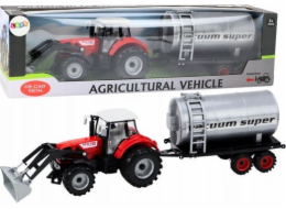 LeanToys Zemědělský traktor a bagr s pohonem cisterny červený