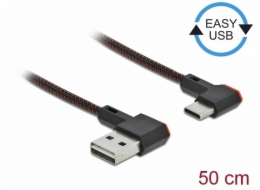 Delock Kabel EASY-USB 2.0 Typ-A samec na USB Type-C™ samec pravoúhlý levý / pravý 0,5 m černý