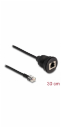 Delock Kabel ze zástrčky RJ12 na zásuvku RJ12 k instalaci, 30 cm, černý