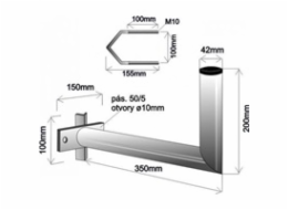 Držák antény na stožár s vinklem, galvanický zinek, délka 35cm