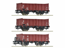 Roco 3dílná sada otevřených nákladních vozů DR - 6600146