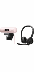 Logitech Webkamera Brio 500 Rose (960-001421) + H390 (981-000406)