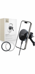 Tech-Protect Bezdrátová nabíječka MM15W-V5 s magnetickým magnetickým držákem do auta s magnetickým uchycením do větracího otvoru, 15W, černá/černá
