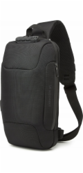 Wozinsky Premium městský batoh s jedním ramenem, proti krádeži, organizérem a USB - černý