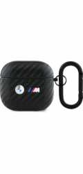 BMW Kryt BMA4WMPUCA2 AirPods 4 černý/černý karbonový s dvojitým kovovým logem