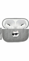 Karl Lagerfeld Pouzdro Monogram Choupette Head pro Apple AirPods 4 stříbrné
