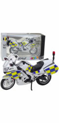 LeanToys Policejní motocykl Kovová světla Zvuky Bílá 1:12