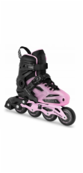 Spokey Freespo Junior rekreační nastavitelné kolečkové brusle, černo-růžové, velikost 27-30