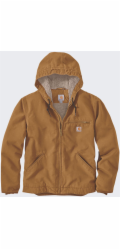 Carhartt Hnědá bunda Washed Duck s podšívkou z šerpy