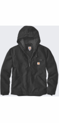 Carhartt Černá bunda Washed Duck s podšívkou z šerpy