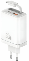 Usams Nabíječka Xiang řady CC296 30W do zásuvky 1x USB-C 1x USB-A + kabel USB-C bílá