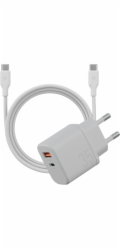 Vega Sada Bazic Goport Velox 1xUSB-C 1xUSB-A GaN 35W nabíječka do zásuvky s opleteným kabelem bílá