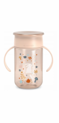 MyBaby SUAVINEX - 402790-TRÉNINKOVÝ HRNEK 360* 340ML/BEZ VYLITÍ/12M+/RŮŽOVÝ/ŘÍŠE DIVŮ