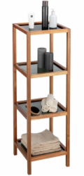 Wenko Koupelnová police FONDI z akáciového dřeva, výška 86 cm