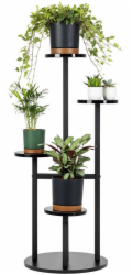 Strado Univerzální květinový stojan FINO - černý, 4patrový květinový stojan pro 6 květináčů