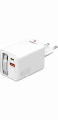 4smarts Flex Jojo 65W GaN nabíječka do zásuvky 2xUSB-C + USB-A bílý zatahovací vestavěný kabel