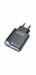 ForCell Nabíječka telefonu F-Energy Ultra Slim GaN III USB C + USB A PD QC4.0 3A 45W B245202(1A1C) černá