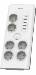 Philips Přepěťová ochrana 6 zásuvek bez pinu + USB C Philips Schuko SPN7060WA/58