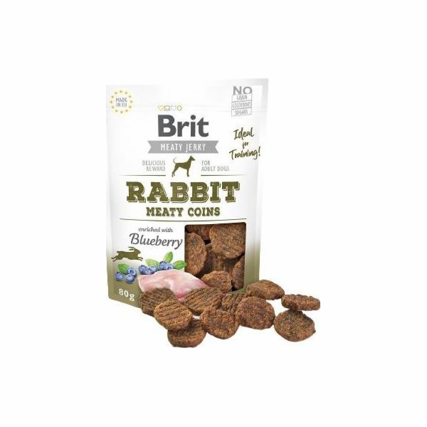 BRIT Meat Jerky Coins Rabbit - pamlsek pro psa - 80g