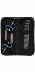 Barry King Sada na úpravu srsti v pouzdře, 3dílná: nůžky, ředící nůžky, hřeben