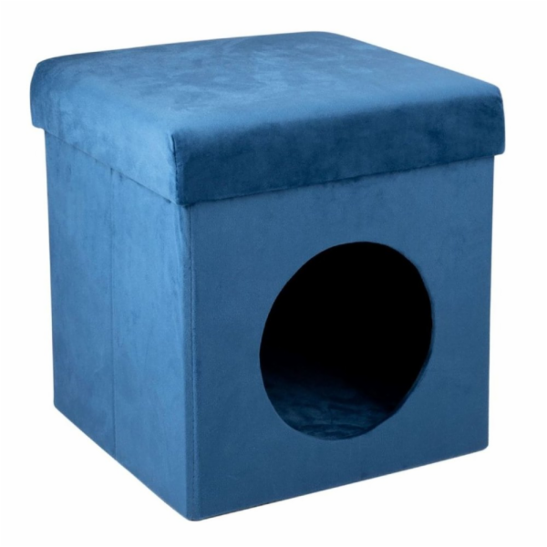 Pelíšek pro kočku i psa samet 34 x 36 cm modrá ED-247501