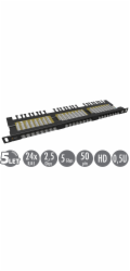 Solarix 19" Patch panel 24xRJ45 CAT6 UTP s vyvaz.lištou černý 0,5U, SX24HD-6-UTP-BK