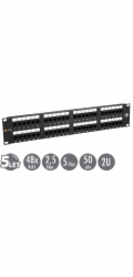 Solarix 19" Patch panel 48 x RJ45 CAT5E UTP 150 MHz černý 2U,  SX48-5E-UTP-BK