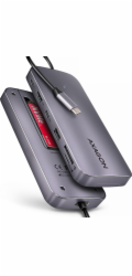 AXAGON HMC-6GM2, USB 10Gbps hub, USB-A, USB-C, HDMI, M.2 slot, SD/MicroSD, PD 100W, kabel USB-C 20cm