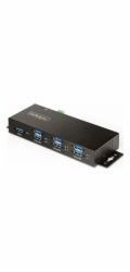 Startech 7-Port Managed USB Hub with 7x USB-A, Heavy Duty with Metal Industrial Housing, ESD & Surge Protection, Wall/Desk/Din-Rail Mountable, USB 3.0/3.1/3.2 Gen 1 5Gbps - Rozbočovač - 6 x USB 3.2 Ge