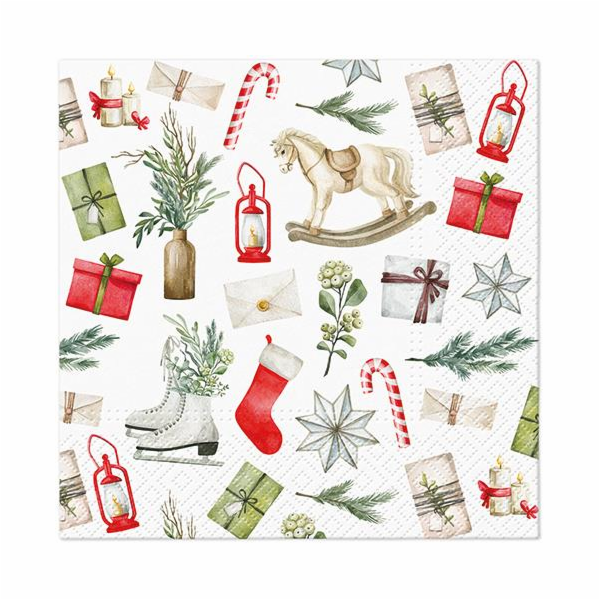 Vánoční papírové ubrousky, 330 mm x 330 mm, 20 ks.