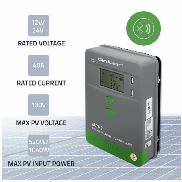 Qoltec&nbsp;MPPT&nbsp;solární&nbsp;regulátor&nbsp;nabíjení&nbsp;s&nbsp;teplotním&nbsp;senzor...