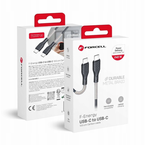 ForCell Kabel USB C na USB C F-Energy QC4.0 PD 5A 240W Ca...